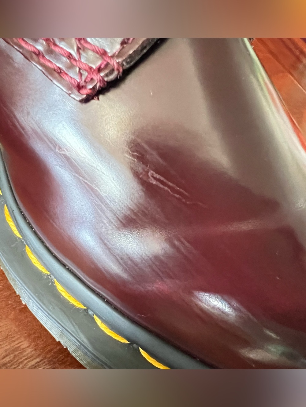 NEW Dr. Martens 1460 Vegan Leather 8-Eye Boot Cherry Red (Rub Off) GORGEOUS Goth - Picture 10 of 14